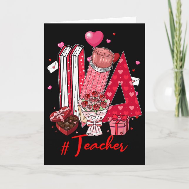 Carte Outils de professeur cœurs fleurs blague de la Sai (Devant)