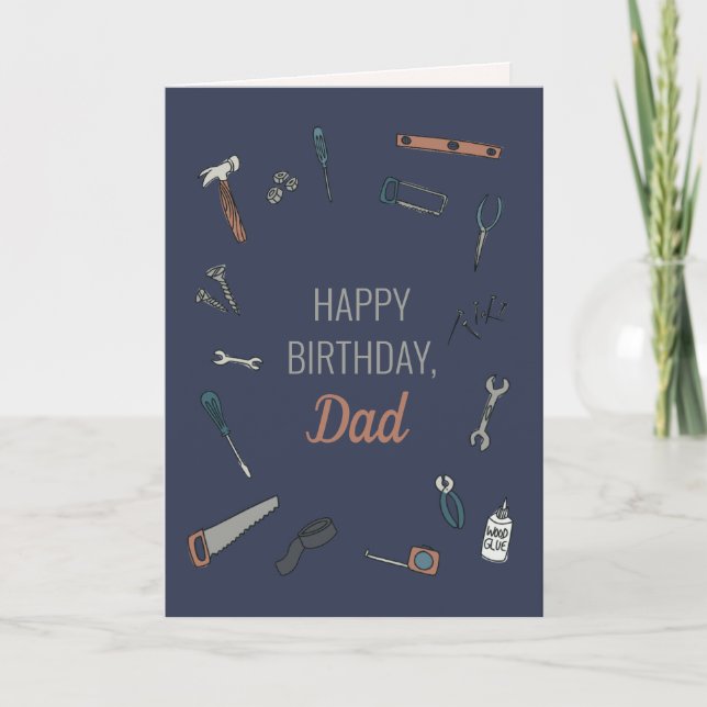 Carte Outils illustrés Homme anniversaire papa (Devant)