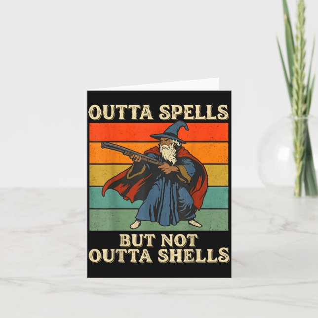 Carte Outta Spells But Not Outta Shells Wizard Retro Fan (Devant)