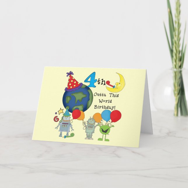 Carte Outta This World 4th Birthday Tshirts et cadeaux (Devant)