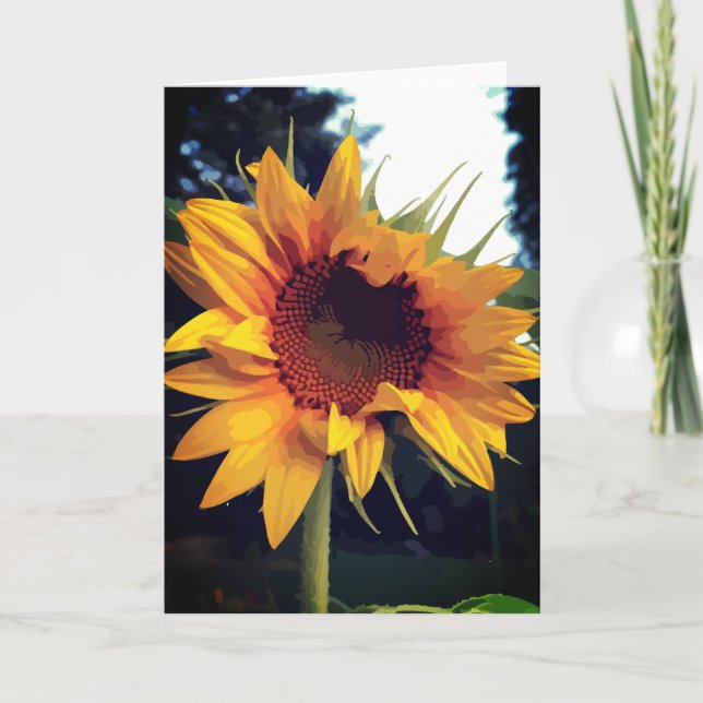 Carte Ouverture Sunflower jaune vert (Devant)