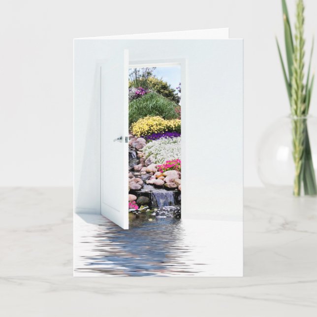 Carte Ouvrez la porte blanche avec des cascades (Devant)