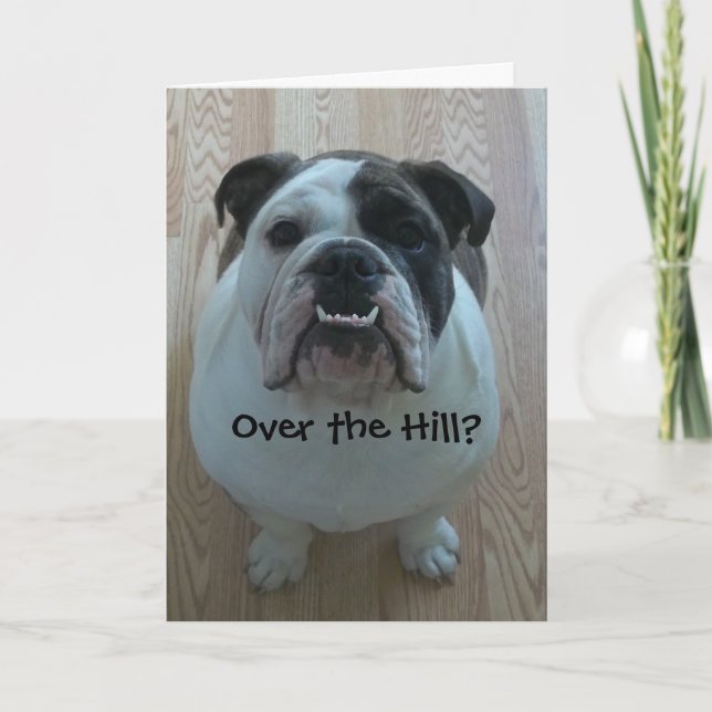 Carte Over the Hill English Bulldog Birthday Card (Devant)