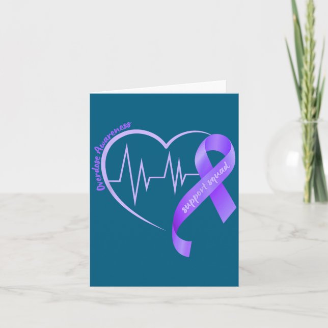 Carte Overdose Awareness Month Purple Ribbon Heart Suprt (Devant)