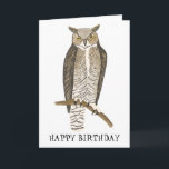 Carte OWL À GRANDE corne ANNIVERSAIRE PERSONNALISÉ<br><div class="desc">Carte faite à la main pour vous ! Customisez avec votre propre texte à l'avant et à l'intérieur de la carte. Consultez ma boutique pour plus de couleurs et de designs !</div>