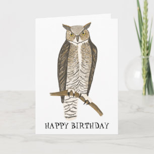 Carte OWL À GRANDE corne ANNIVERSAIRE PERSONNALISÉ