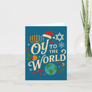 Carte Oy To The World Drôle Hanukkah Noël Juif Ho