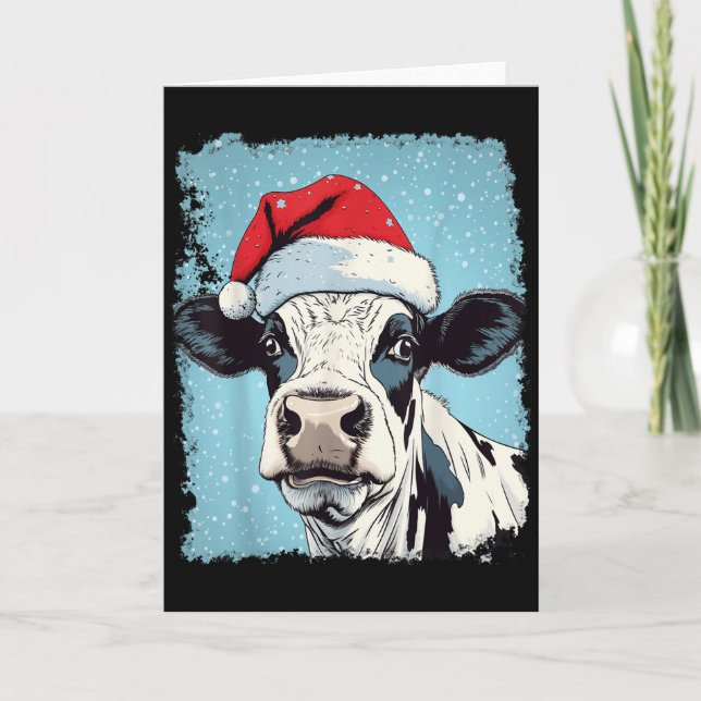 Carte P Art Vache de Noël Colorée  (Devant)