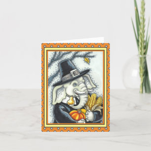 Carte PACHYDERME DE THANKSGIVING, ÉLÉPHANT PÈLERIN Vierg