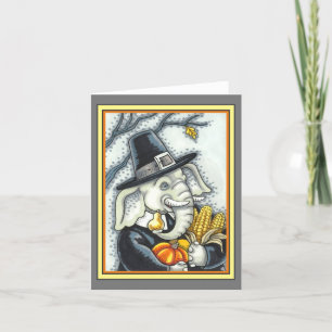 Carte PACHYDERME DE THANKSGIVING, ÉLÉPHANT PÈLERIN Vierg