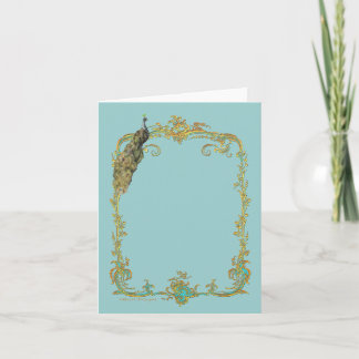 Carte Pacock & Gold Filigree