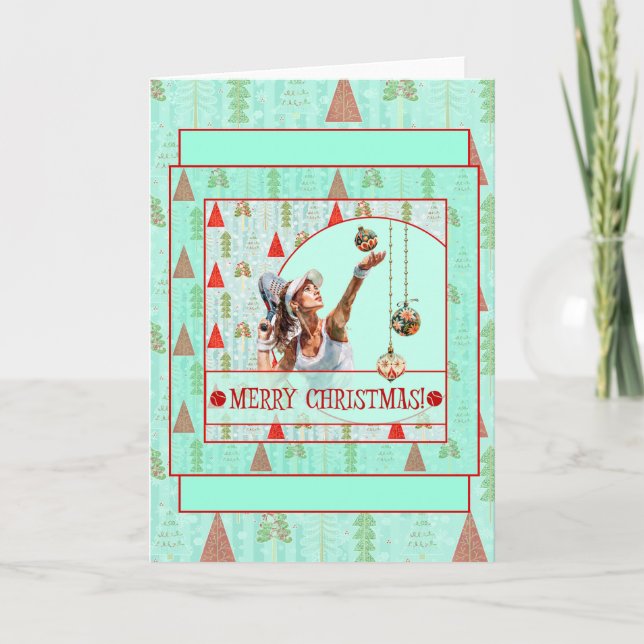 Carte Padel Christmas Card – Padel Retro Christmas (Devant)