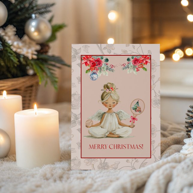 Carte Padel Themed Greeting Card – Christmas Angel Motif (Bright, Unique & Charming Padel-inspired party collections to enhance your Christmas celebrations!)