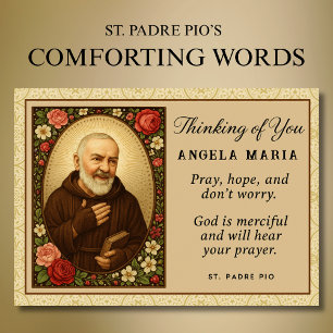 Carte Padre Pio S'inquiéter Penser à vous Encouragement