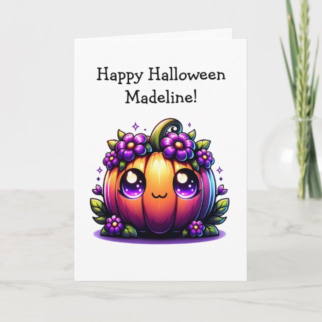 Carte Page Citrouille et coloriage d'Halloween pour enfa (Devant)