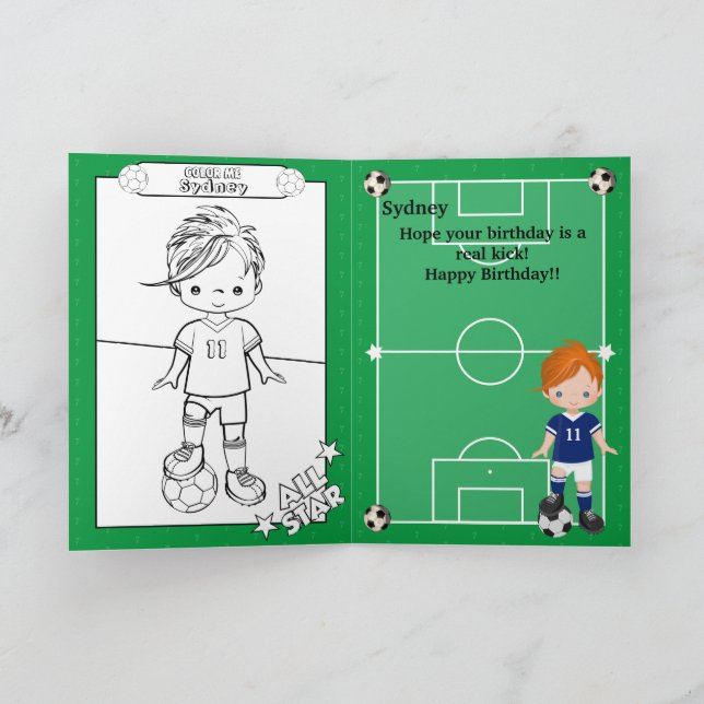 Carte Page Couleur de soccer Ginger Boys Joyeux annivers (Intérieur)
