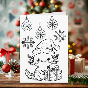 Carte Page de coloriage Axolotl Noël