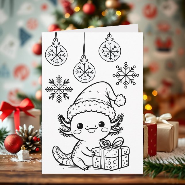 Carte Page de coloriage Axolotl | Noël (Créateur téléchargé)