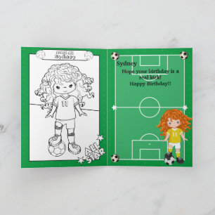 Carte Page de coloriage de football pour filles aux chev