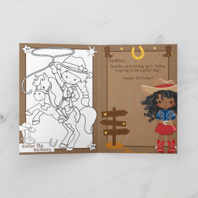 Carte Page de coloriage des filles noires Joyeux anniver (Intérieur)