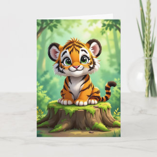 Carte Page de coloriage du tigre Anniversaire de l'enfan