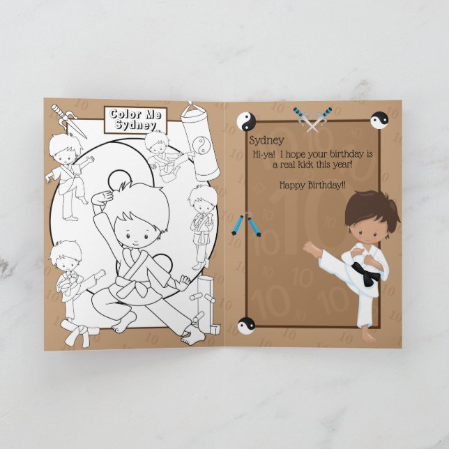 Carte Page de coloriage karaté pour les garçons ethnique (Intérieur)