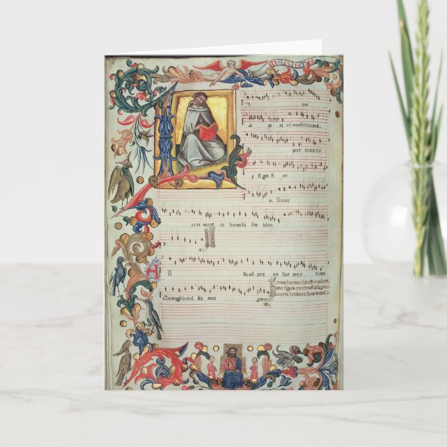 Carte Page de notation musicale avec historiated (Devant)