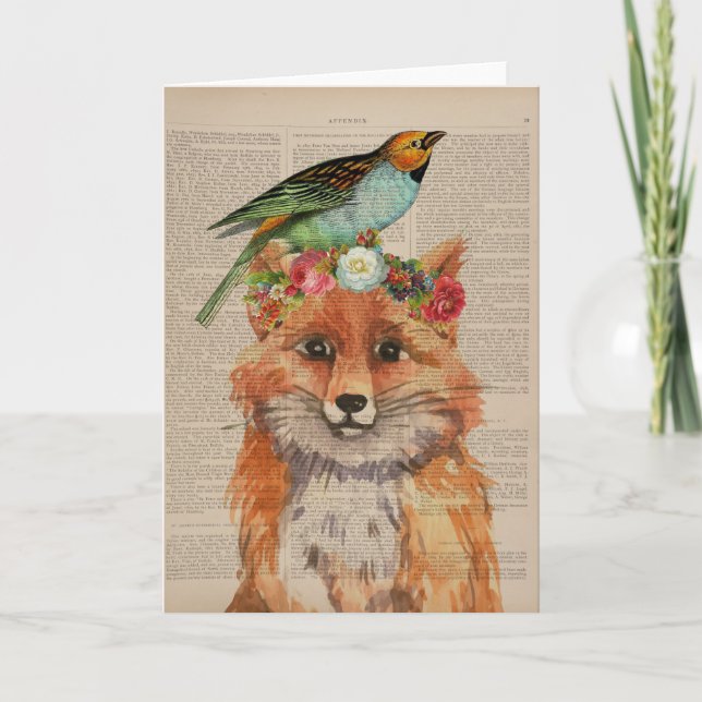 Carte Page du livre Vintage Fox and Bird (Devant)