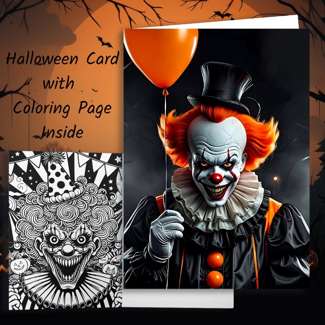 Carte Page Halloween clown effrayant et coloration (Créateur téléchargé)