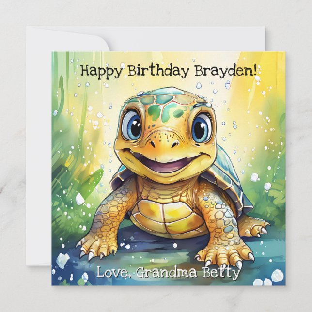 Carte Page Personnalisée Anniversaire de la tortue de me (Devant)