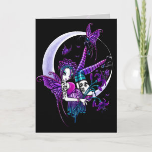 Carte "Paige" Rainbow Butterfly Moon Fairy Art Card