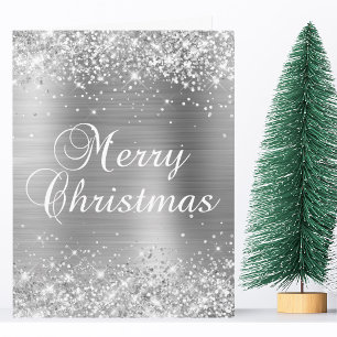 Carte Pailleté Argenté Grand Joyeux Noël