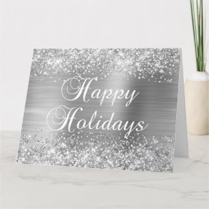 Carte Pailleté Argenté Joyeux Noël Brillants