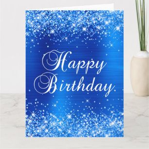 Carte Pailleté Bleu Royal Grand Joyeux Anniversaire