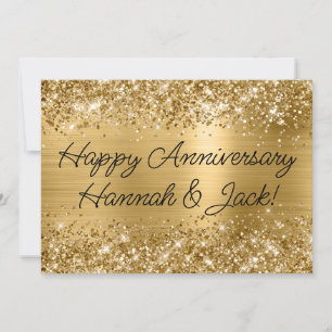 Carte Pailleté Or Moderne Joyeux Anniversaire