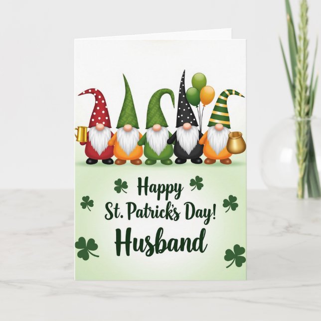 Carte Pailletée de la Saint-Patrick avec des Gnome (Devant)