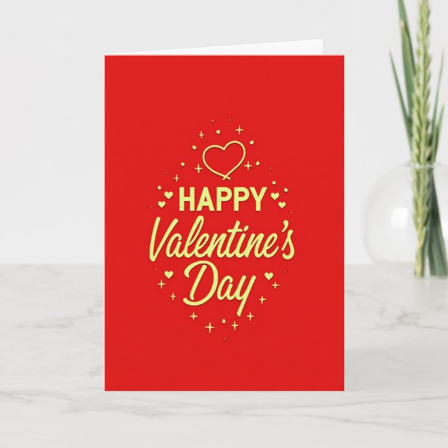 Carte Pailletée Or Cœurs Saint-Valentin (Devant)