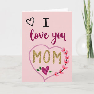 Carte Pailletée Or 'Je T'Aime Maman'