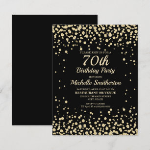 Carte Paillettes de diamant or noir pour les 70 ans des 