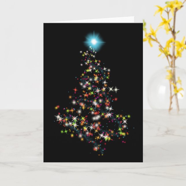 Carte Paillettes de Noël  (Fleur jaune)