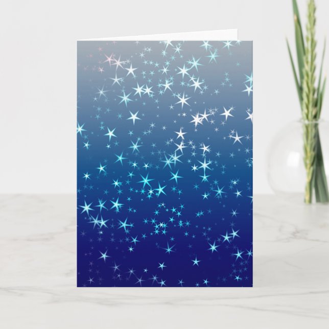 Carte Paillettes de Noël Étoiles Ciel Bleu (Devant)