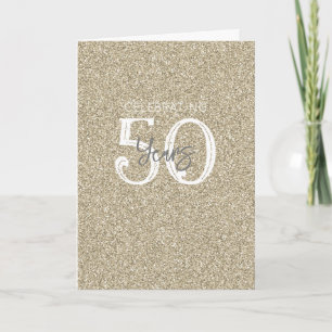 Carte Paillettes dorées Élégant Célébration de 50 ans Ch