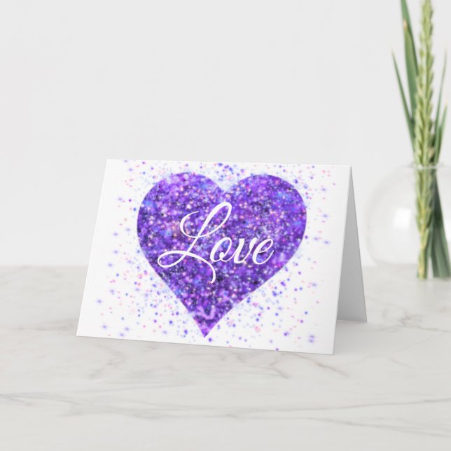 Carte Paillettes violettes pétillantes, amour du graffit (Devant)