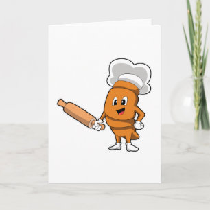 Carte Pain cuit avec rouleau à pâtisserie