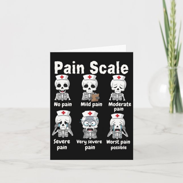 Carte Pain Scale Cute Nurse Skeleton Halloween Trauma Fu (Devant)