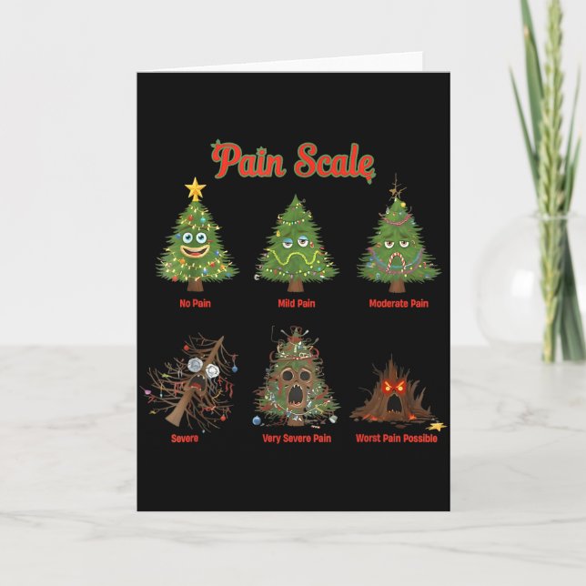 Carte Pain Scale Snowman Nurse Christmas Tree Snow Pajam (Devant)