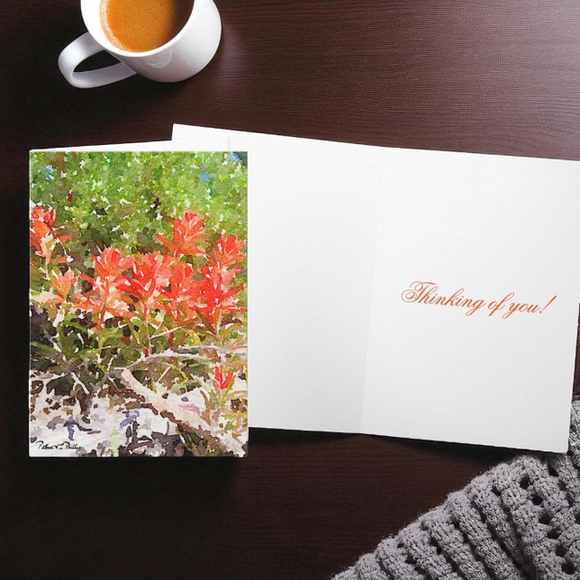 Carte Paint Brush Flower Watercolor Accueil personnel (floral cover folding greeting card and inside template text)