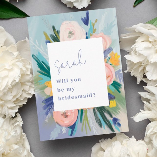 Carte Painted Floral Will You Be My Bridesmaid  (Créateur téléchargé)