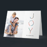 Carte Painted Joy Holiday Photo Greeting card<br><div class="desc">Holiday Folded photo greeting card with Hand lettered greeting message.</div>
