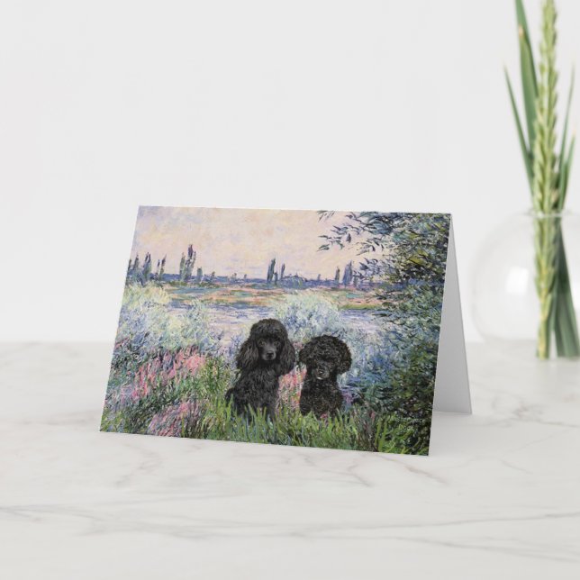 Carte Paire de caniche (noir) - Sur la Seine (Devant)